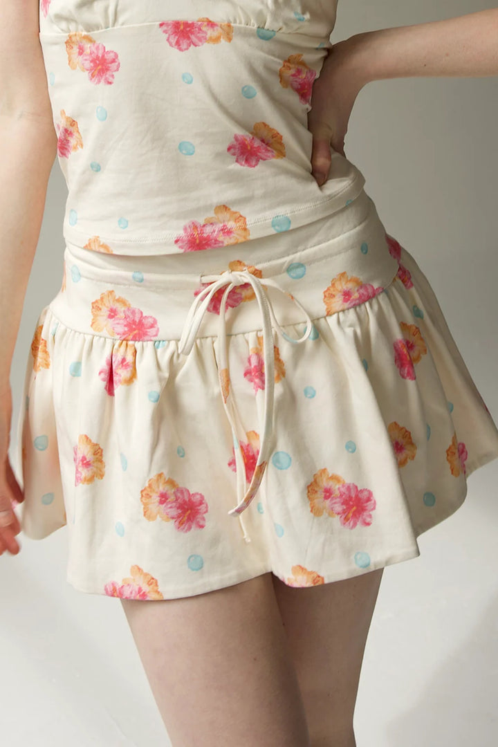 Cream Hibiscus Bubbles Naomi Skort - Happy Camp3r