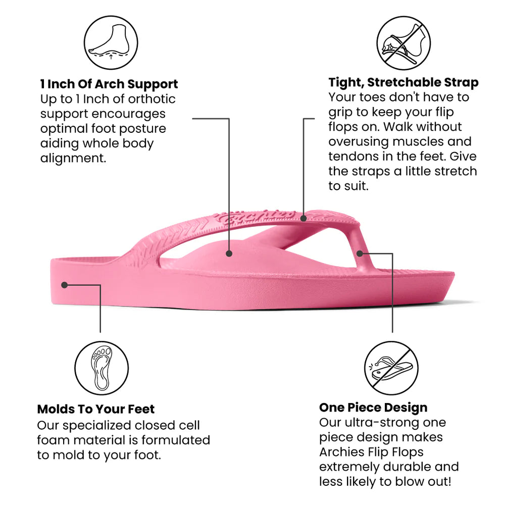 Archies Hot Pink Arch Support Flip Flops