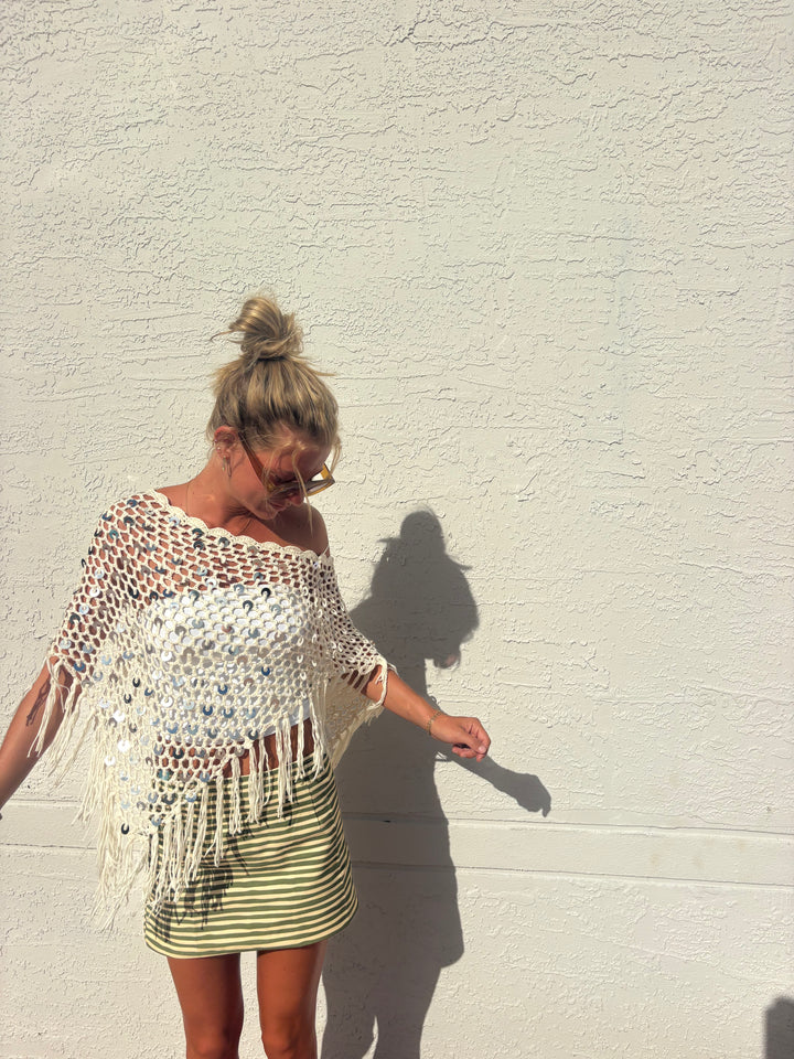 Sparkle Fringe Poncho