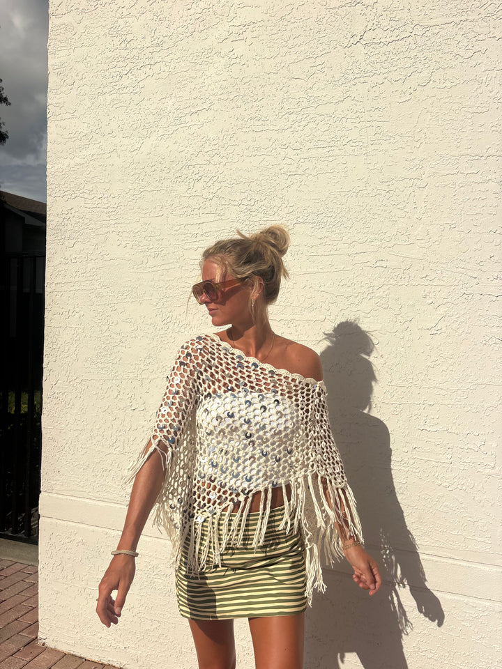Sparkle Fringe Poncho
