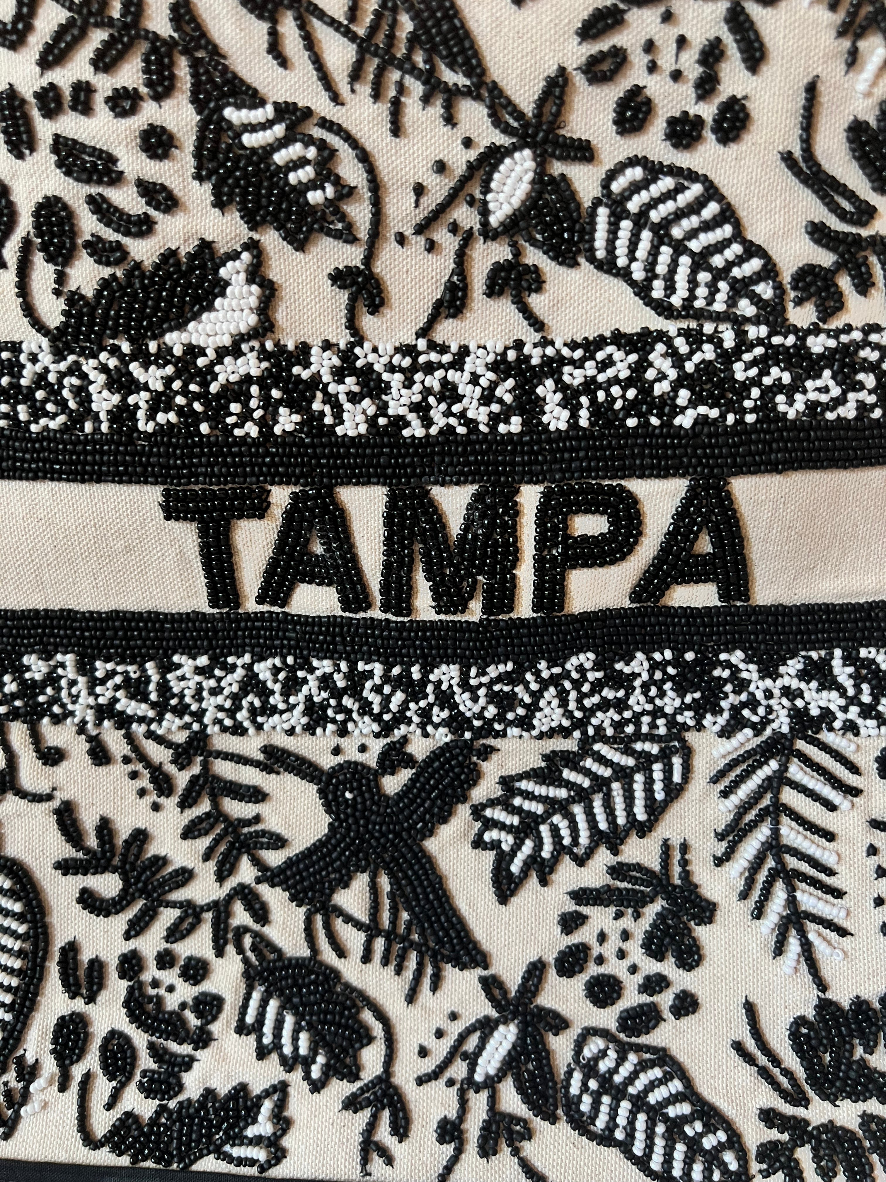 Preorder Custom Beaded Tote - Black and White