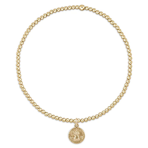 Classic Gold 2mm Bracelet - Protection Small Gold Disc enewton