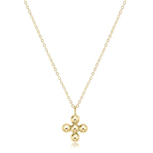 16” Necklace Classic Beaded Signature Cross 4mm Bead Gold enewton