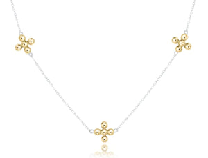 16” Choker Simplicity Chain Sterling Mixed Metal - Classic Beaded Signature Cross Gold Necklace eNewton