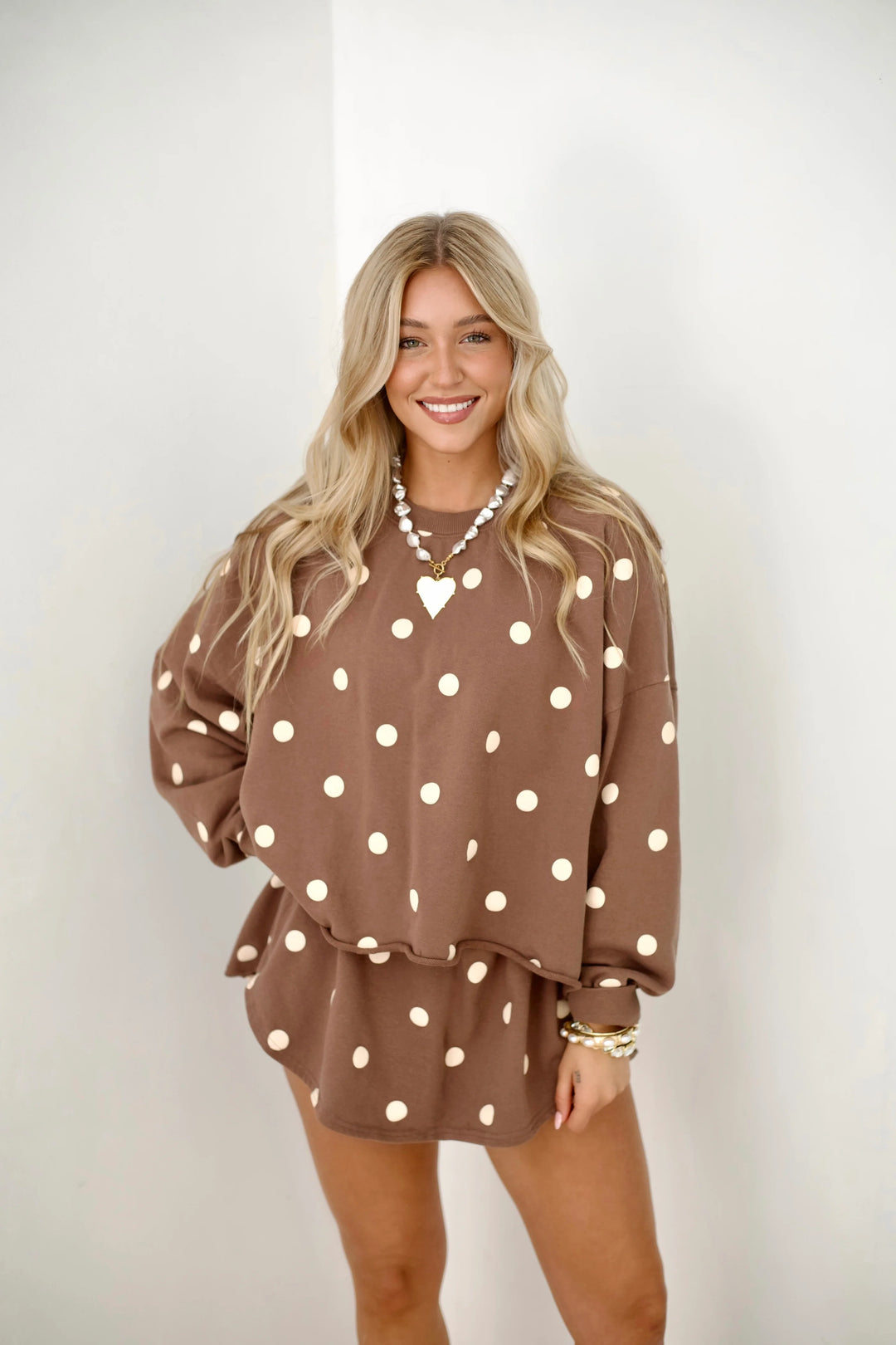 MOCHA POLKA DOT PULLOVER