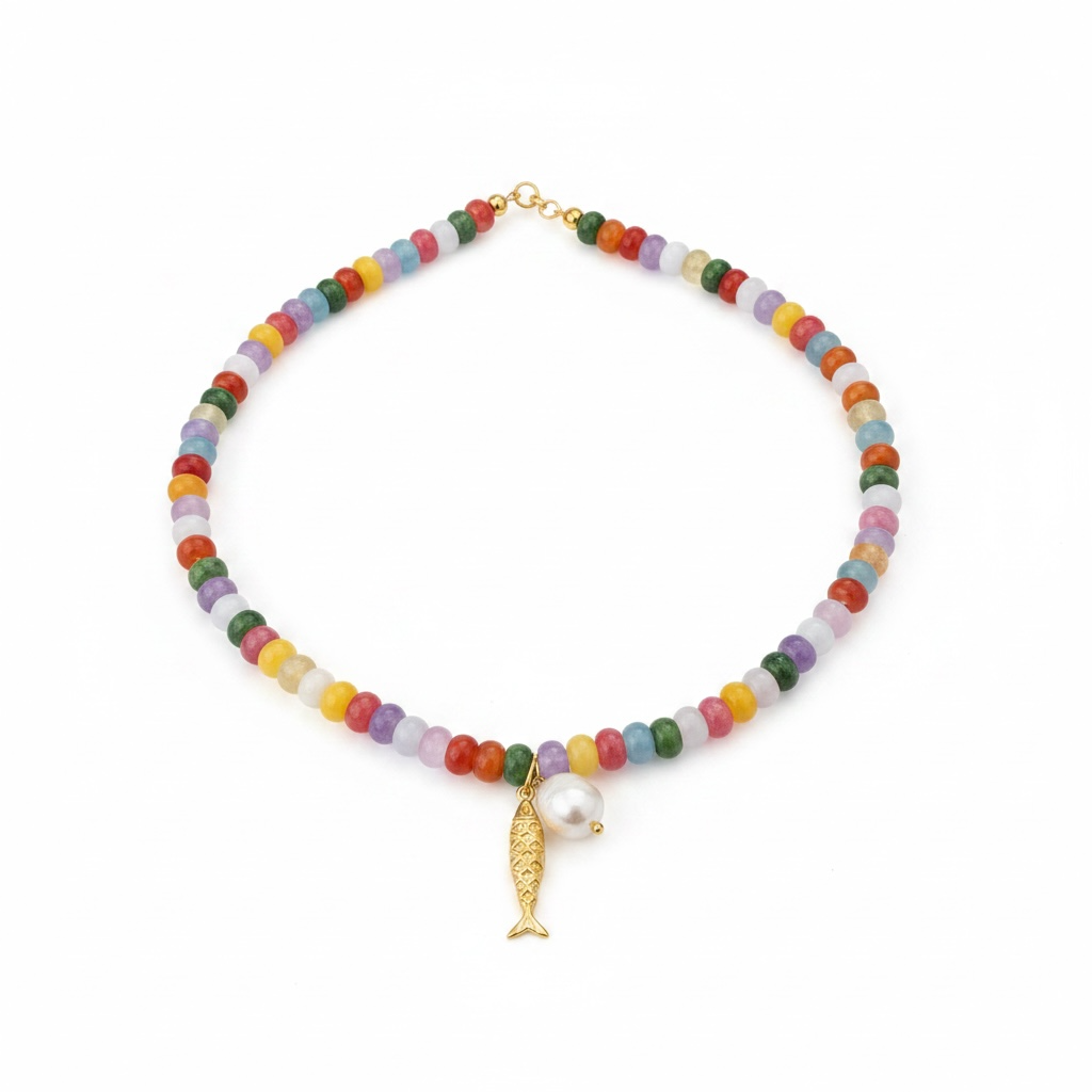 Rainbow Fish Beaded Necklace