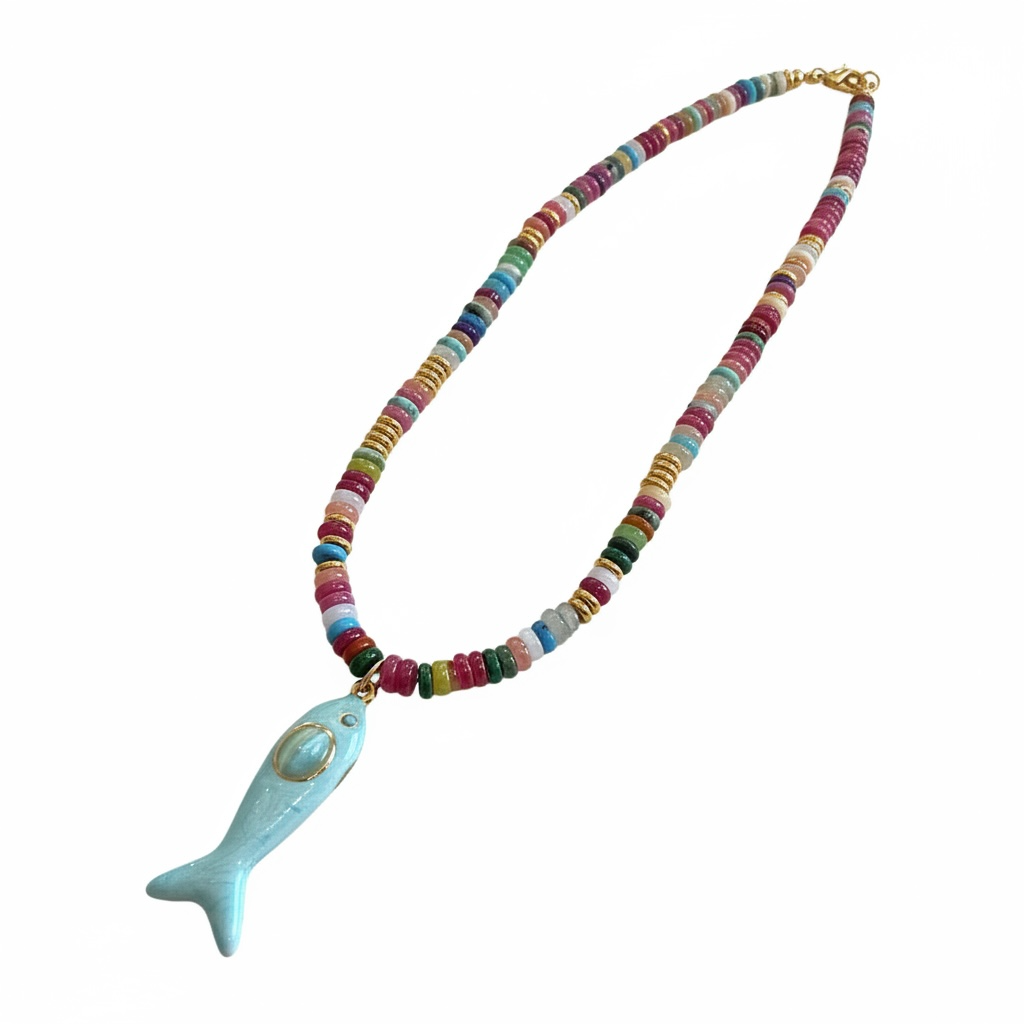 Azure Fish Beaded Necklace