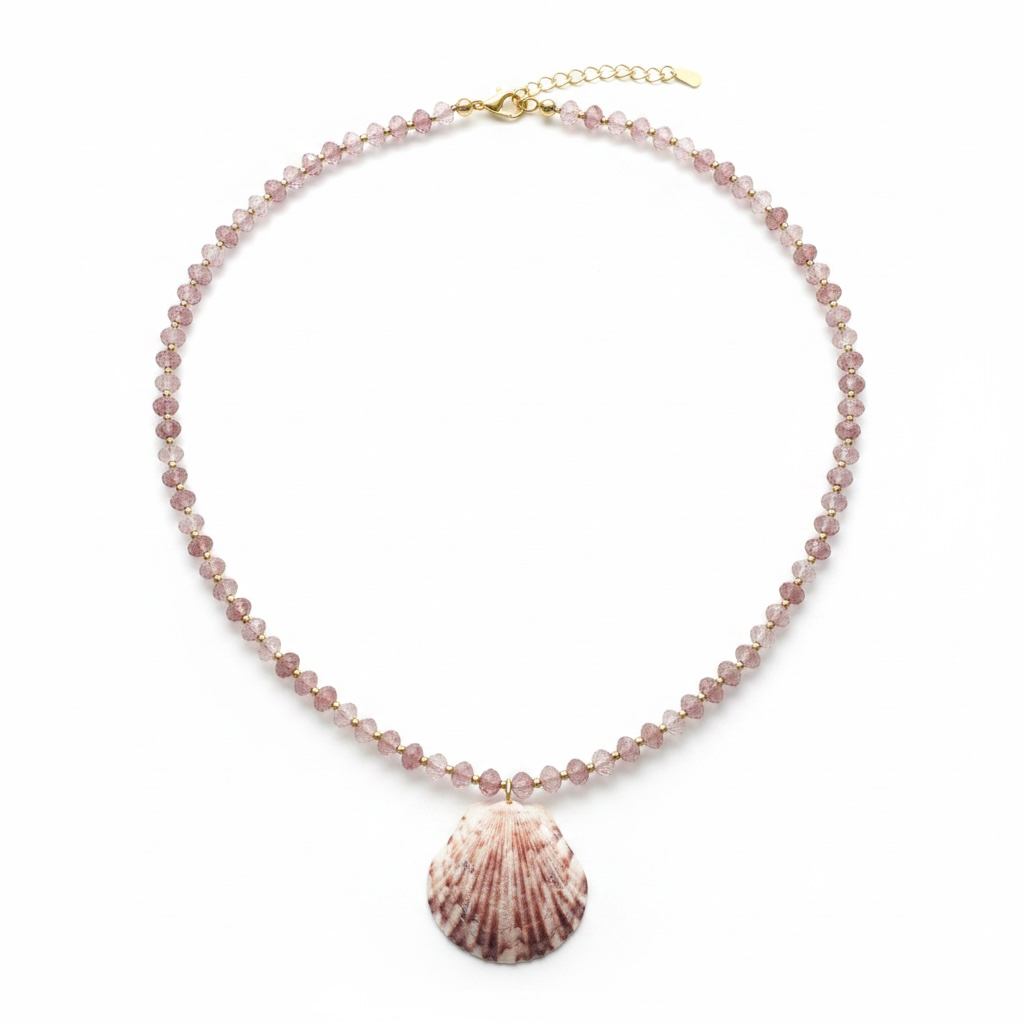Mauve Beaded Shell Necklace