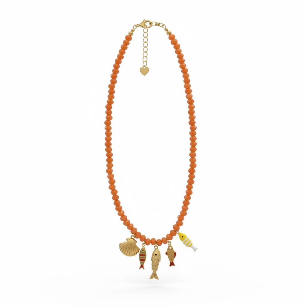 Five Fish Beaded Necklace