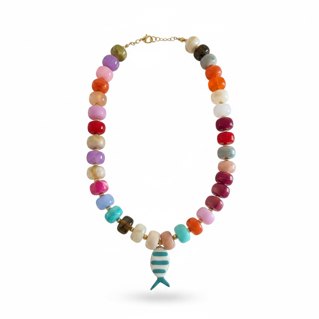 Striped Fish Beaded Necklace