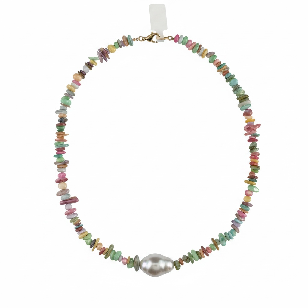 Multi Shell Necklace W/ Pearl