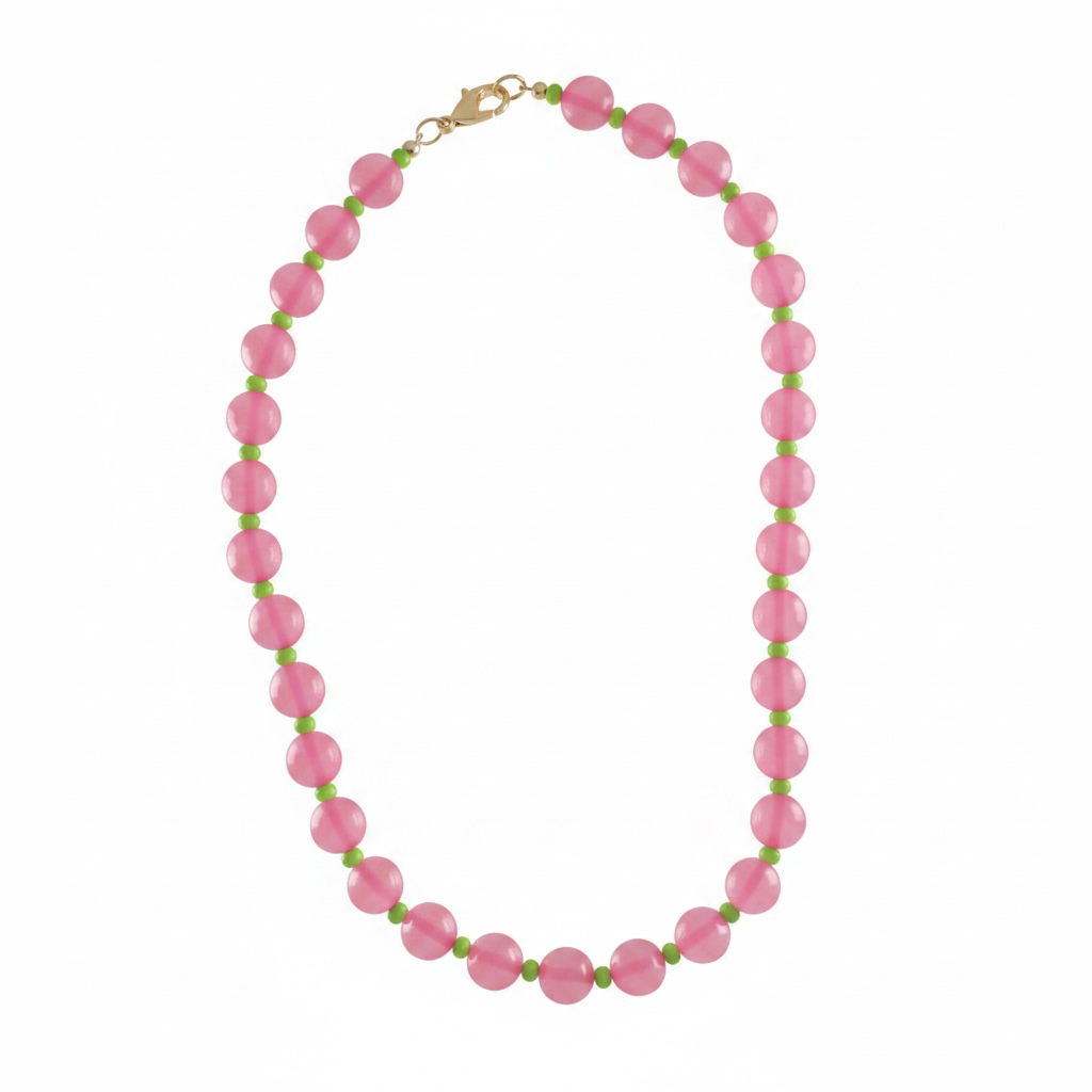 Strawberry Lime Beaded Necklace
