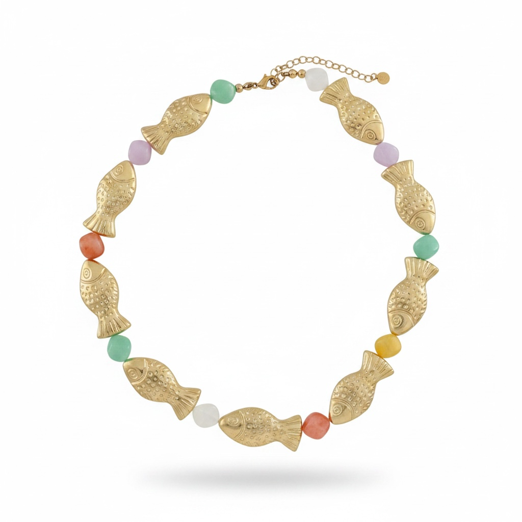 Multi Fish Beaded Necklace