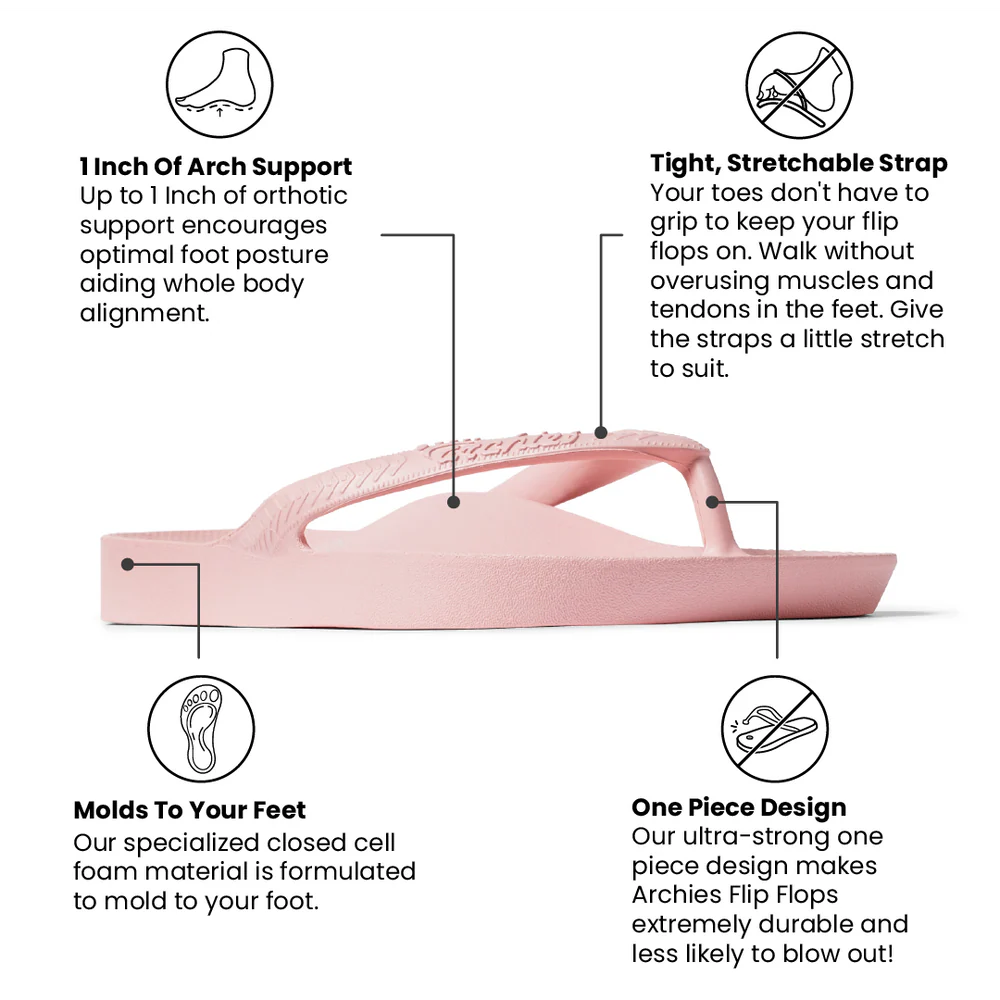Archies Pink Arch Support Flip Flops