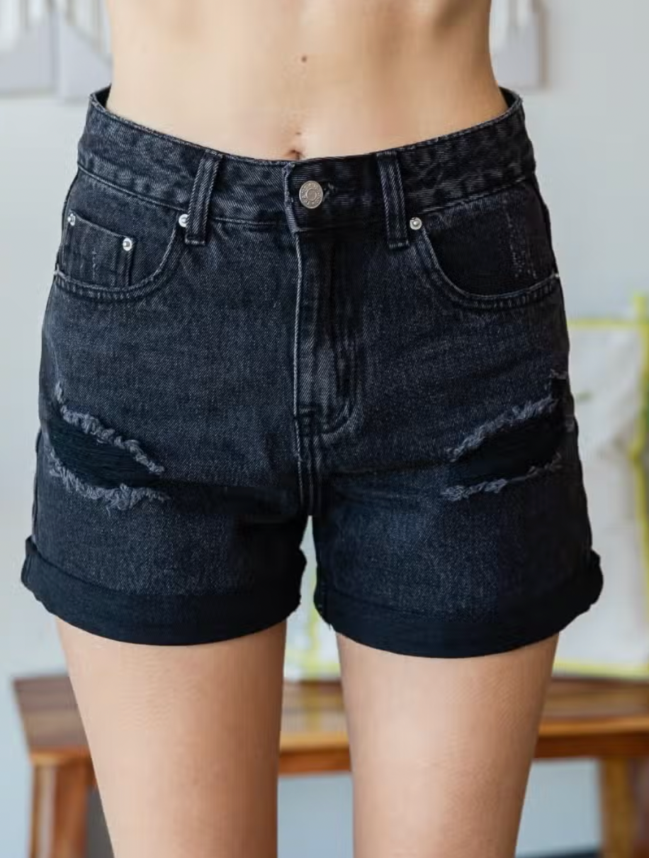 Black Denim Shorts