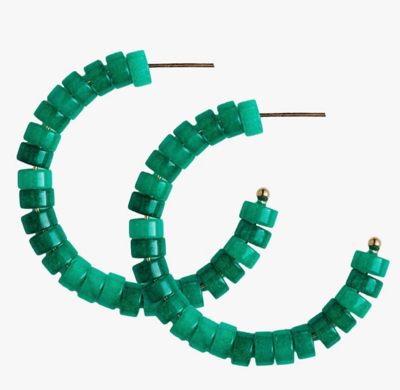 Green Beaded Candy Statement Hoop Earrings