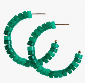Green Beaded Candy Statement Hoop Earrings