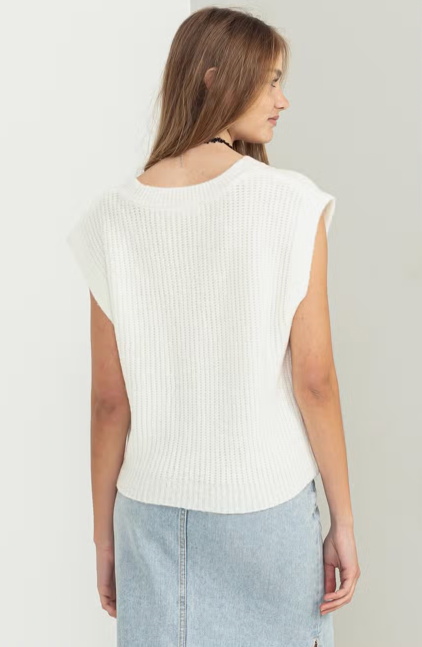 Oversized Sweater Vest in Cream