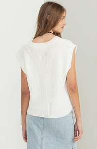 Oversized Sweater Vest in Cream