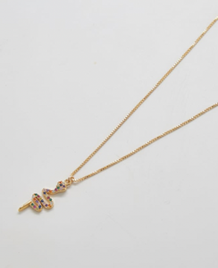 Gold Multicolor Pave Serpent Necklace