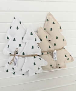 Christmas Tree Canvas Miniature Pillows - Pair 8" and 11"