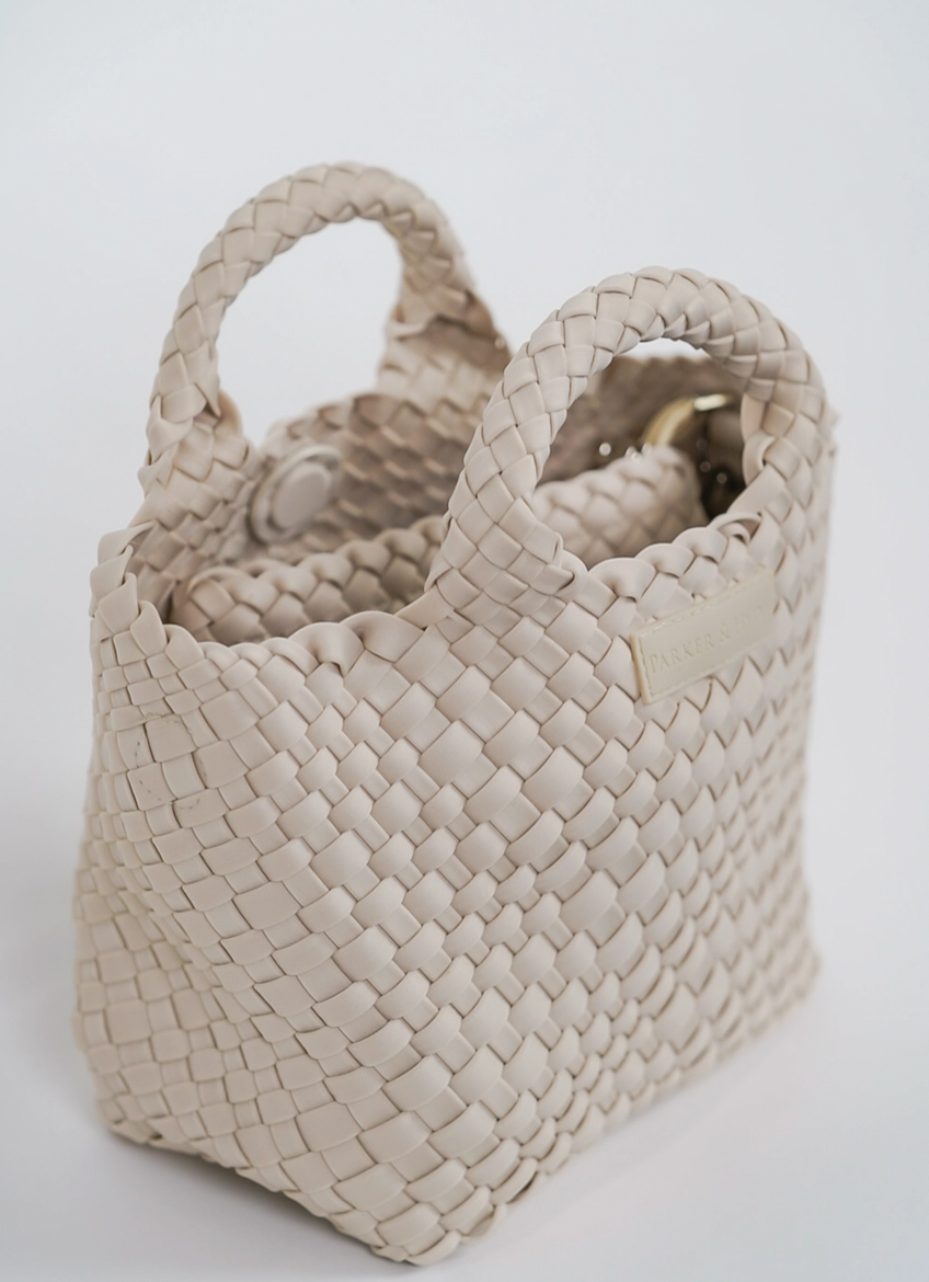 Bone Woven Mini Tote - Parker and Hyde
