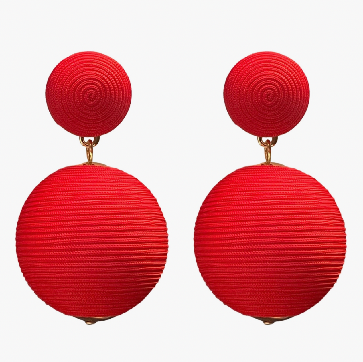 Red Lido Pom Pom Earrings