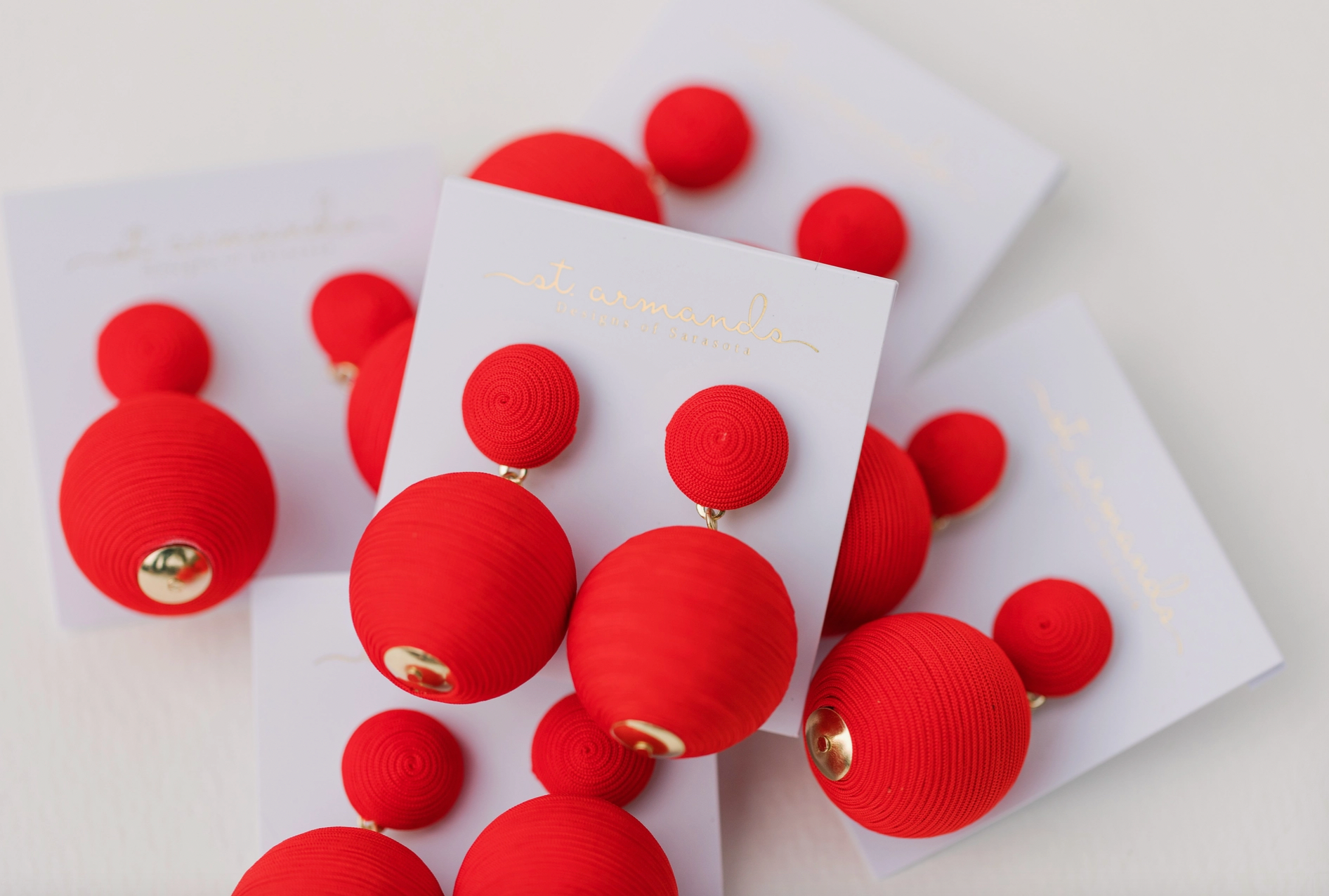 Red Lido Pom Pom Earrings
