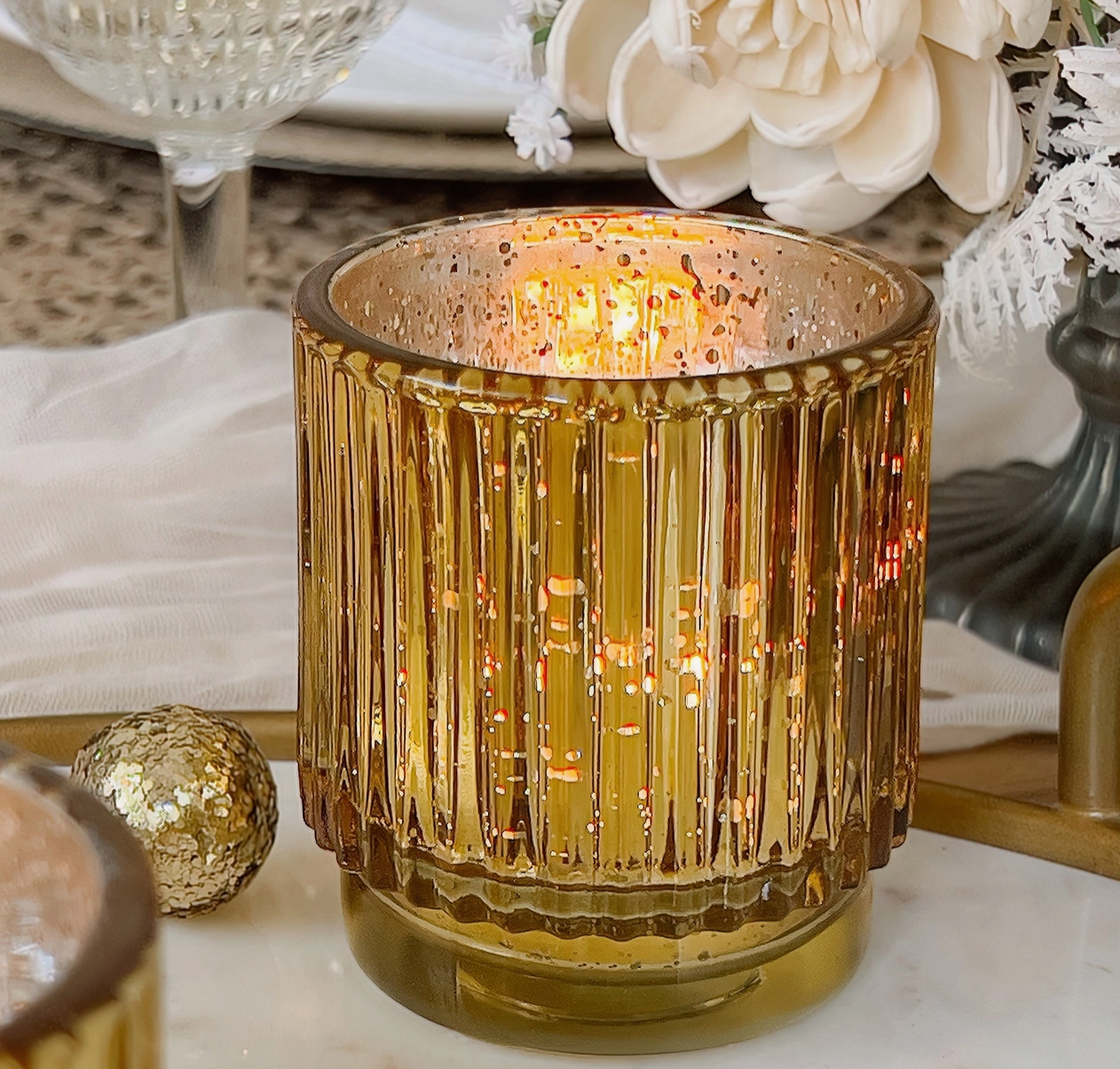 Gold Votive Candle Holder