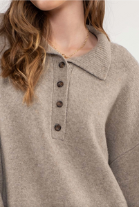 Collared Drop Shoulder Mini Sweater Dress