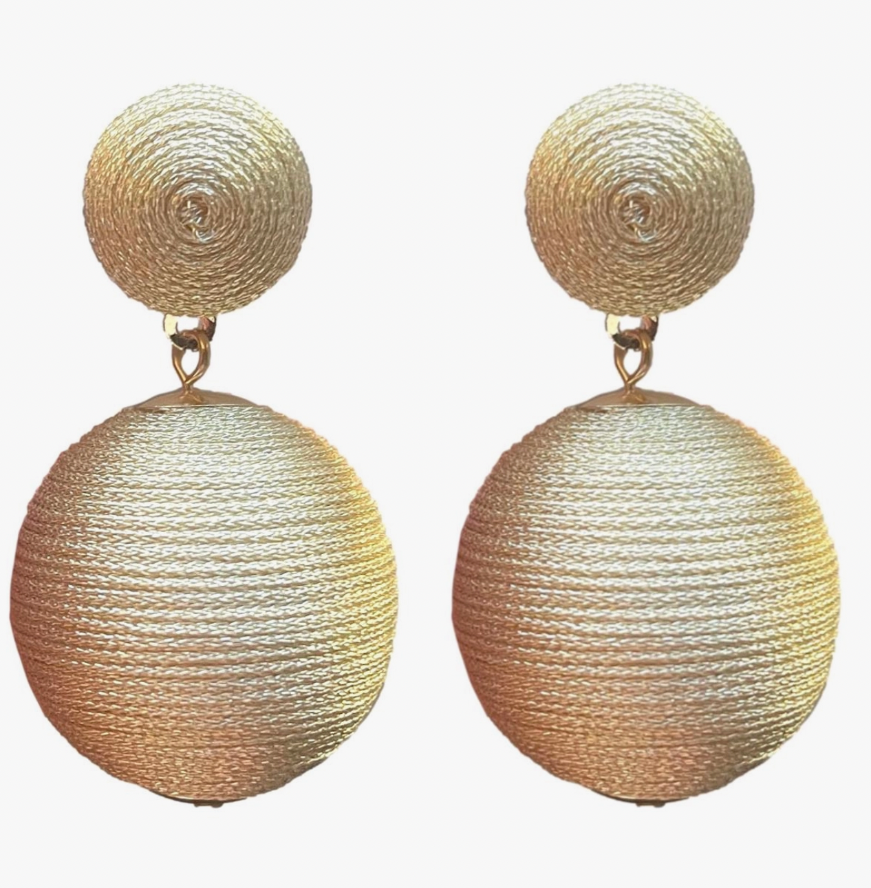 Gold Metallic Lido Statement Pom Pom Earrings