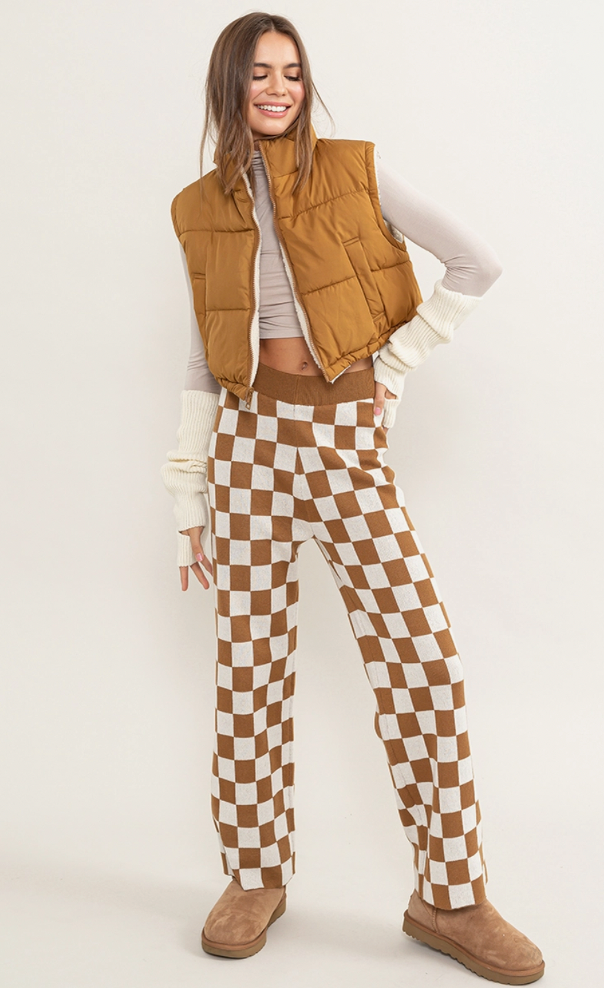 Brown Checkered Pants
