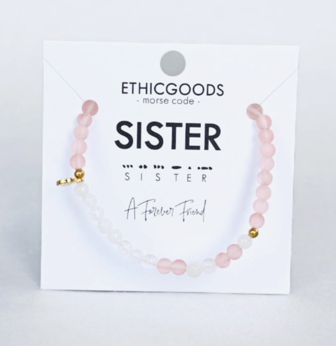 Sister - Morse Code Bracelet Pink