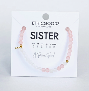 Sister - Morse Code Bracelet Pink