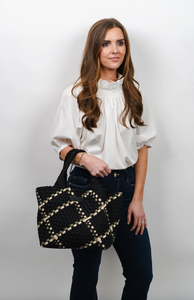 Noir / Metallic Multi Woven Tote - Parker and Hyde