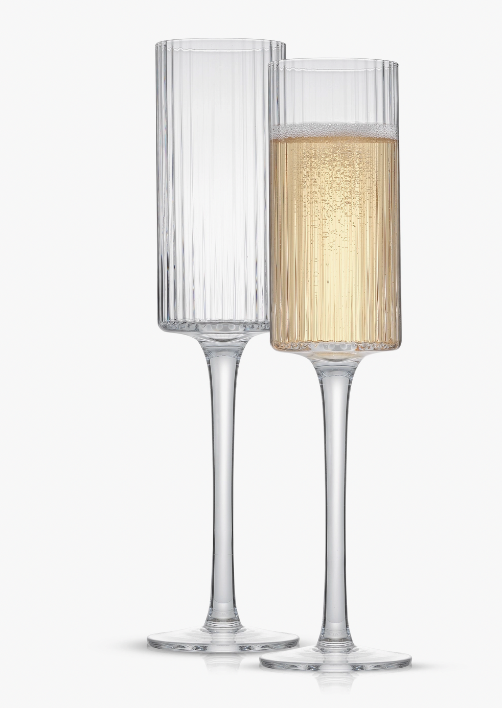 Fluted Cylinder Champagne Glass - Set of 2
