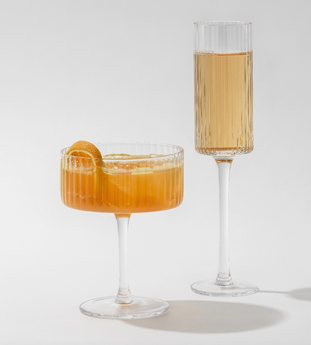 Fluted Cylinder Champagne Glass - Set of 2