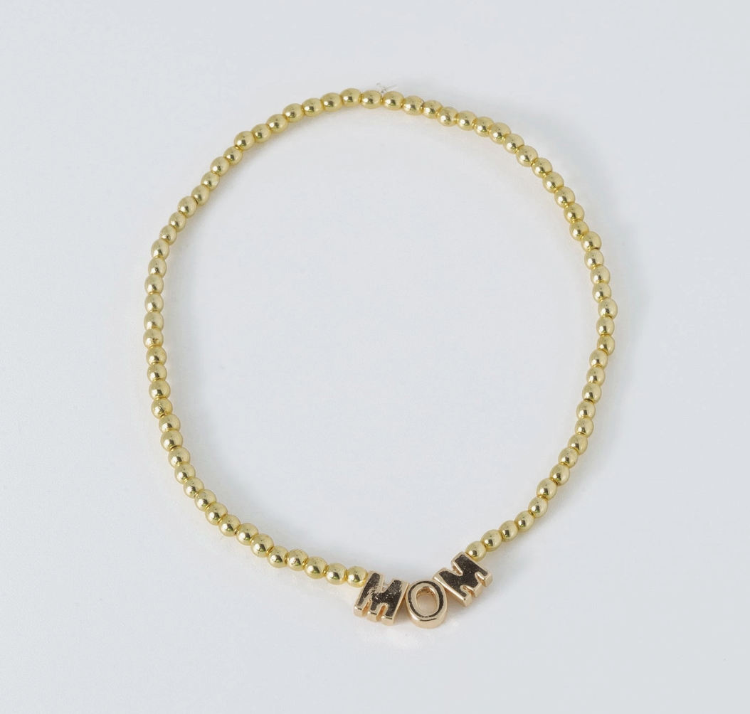 Mom Gold Beaded Bracelet