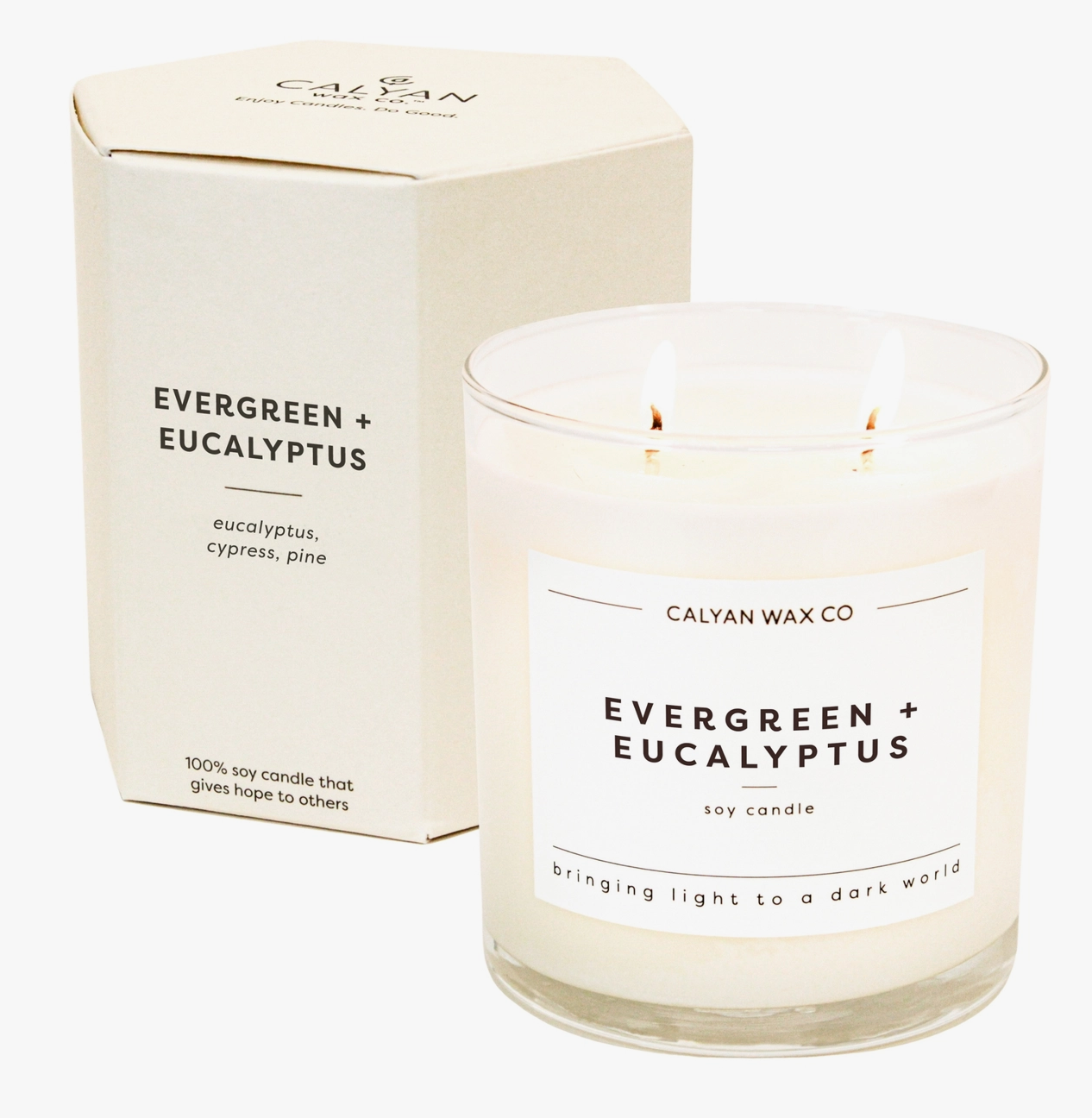 Evergreen + Eucalyptus Glass Tumbler Soy Candle