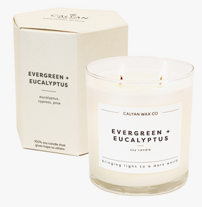 Evergreen + Eucalyptus Glass Tumbler Soy Candle