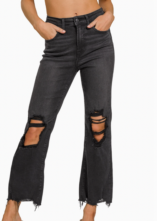 Washed Black Distressed Jeans