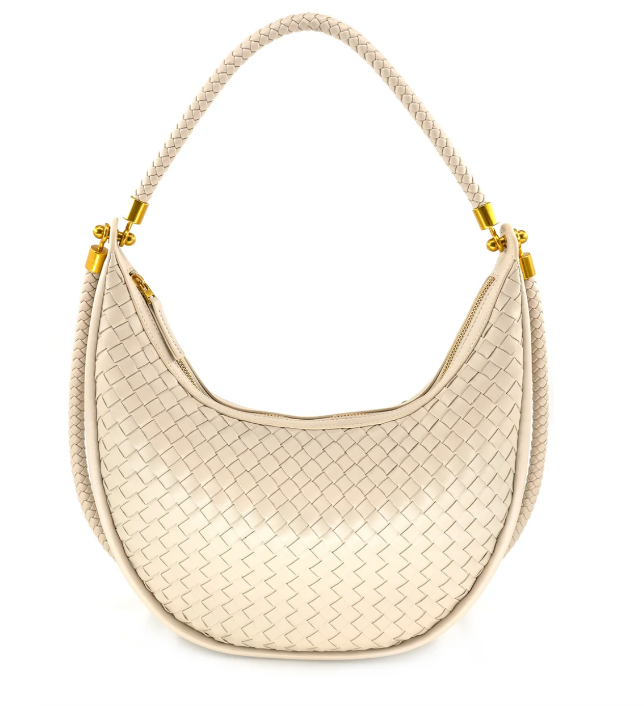 Large Beige Woven Hobo Bag