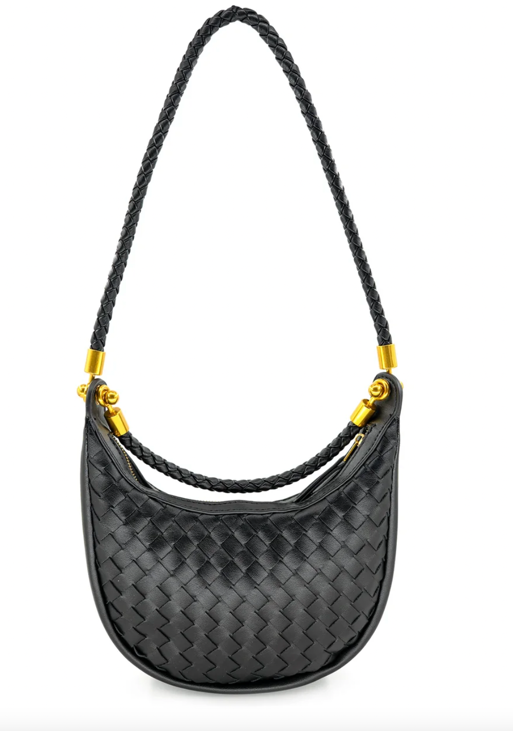Mini Black Woven Hobo Bag