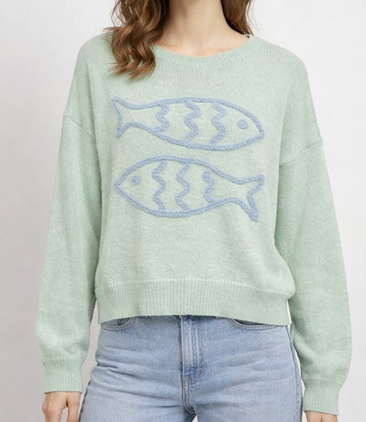 Double Fish Knit Pullover