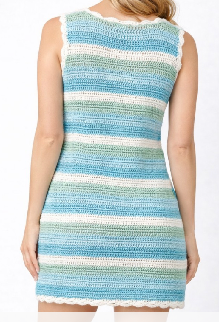 Endless Blue Crochet Mini Dress