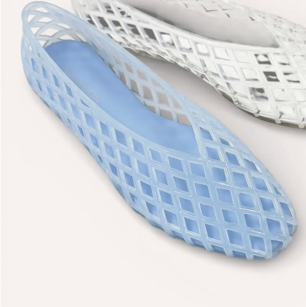Light Blue Breathable Mesh Soft Pvc Jelly Slip On Flats