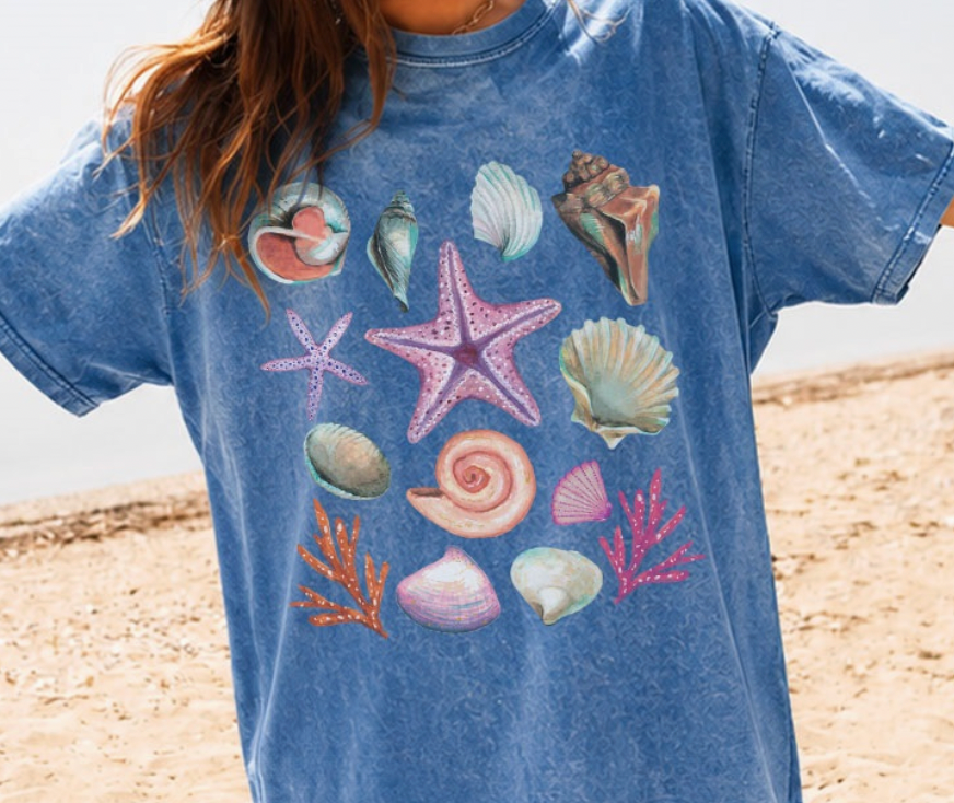 Marine Life Oversized Mineral Graphic Tee