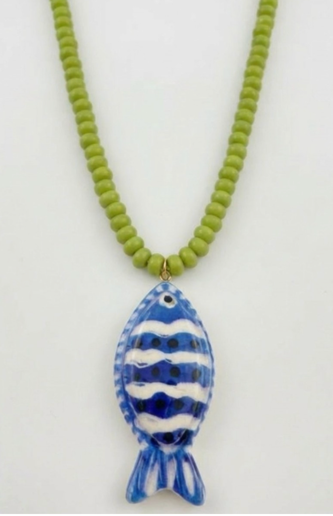 Long Beaded Fish Blue/Green