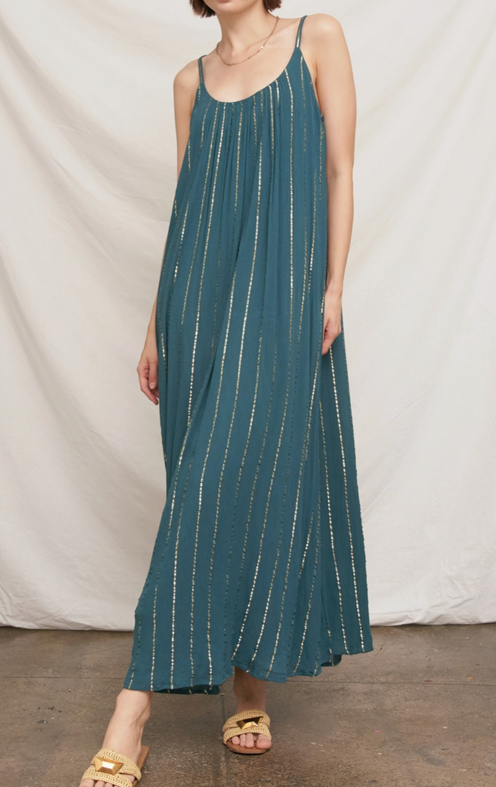 Sleeveless Lurex Striped Maxi Dress