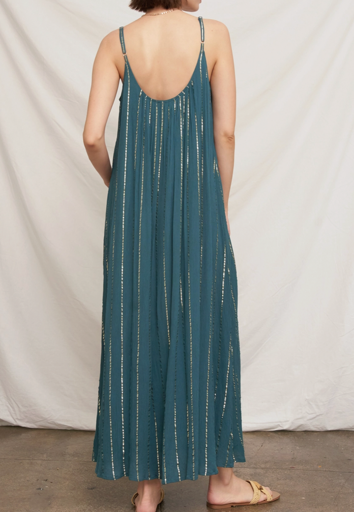 Sleeveless Lurex Striped Maxi Dress